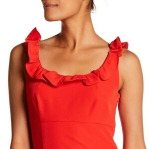 NWT Sz 14 Lipstick Red Nanette LePore Sleeveless Peplum Hem Dress Valentine